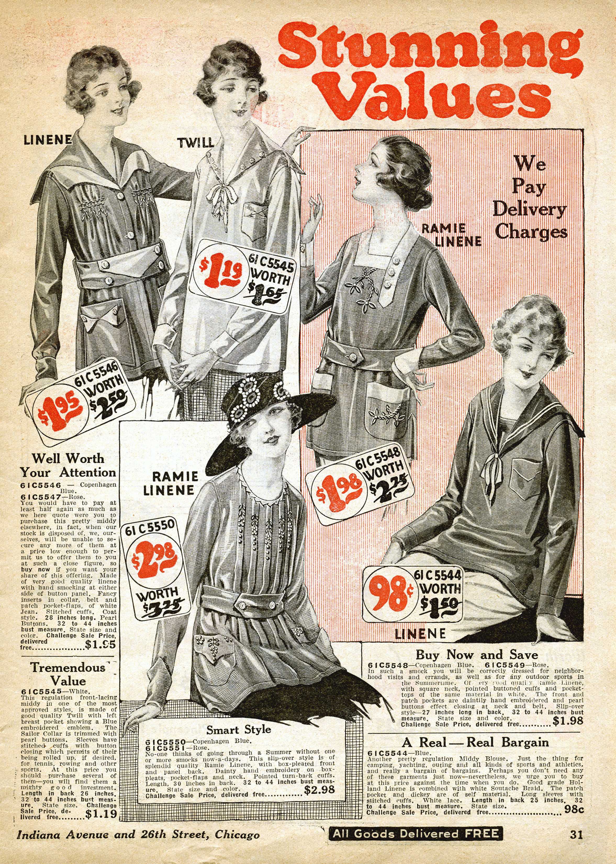 vintage catalogue page, antique digital graphics, 1920 fashion image, old fashioned clothing illustration, chicago mail order co