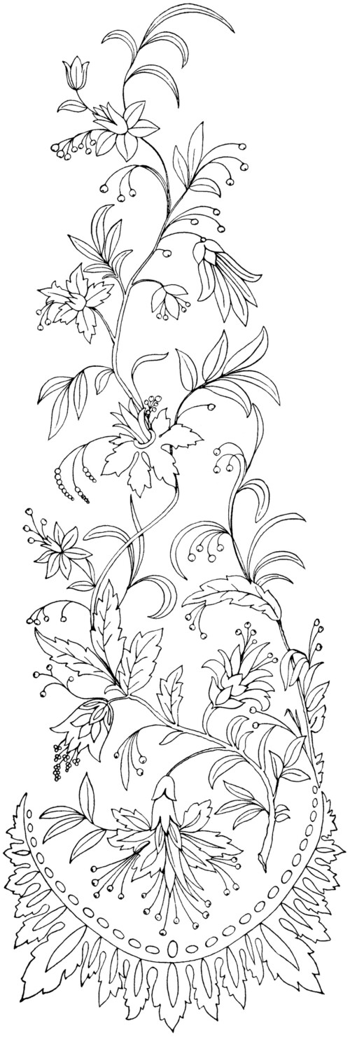digital vintage embroidery pattern, free vintage clipart, black and white clipart, vintage stock image, swirl ornamental design, antique floral illustration