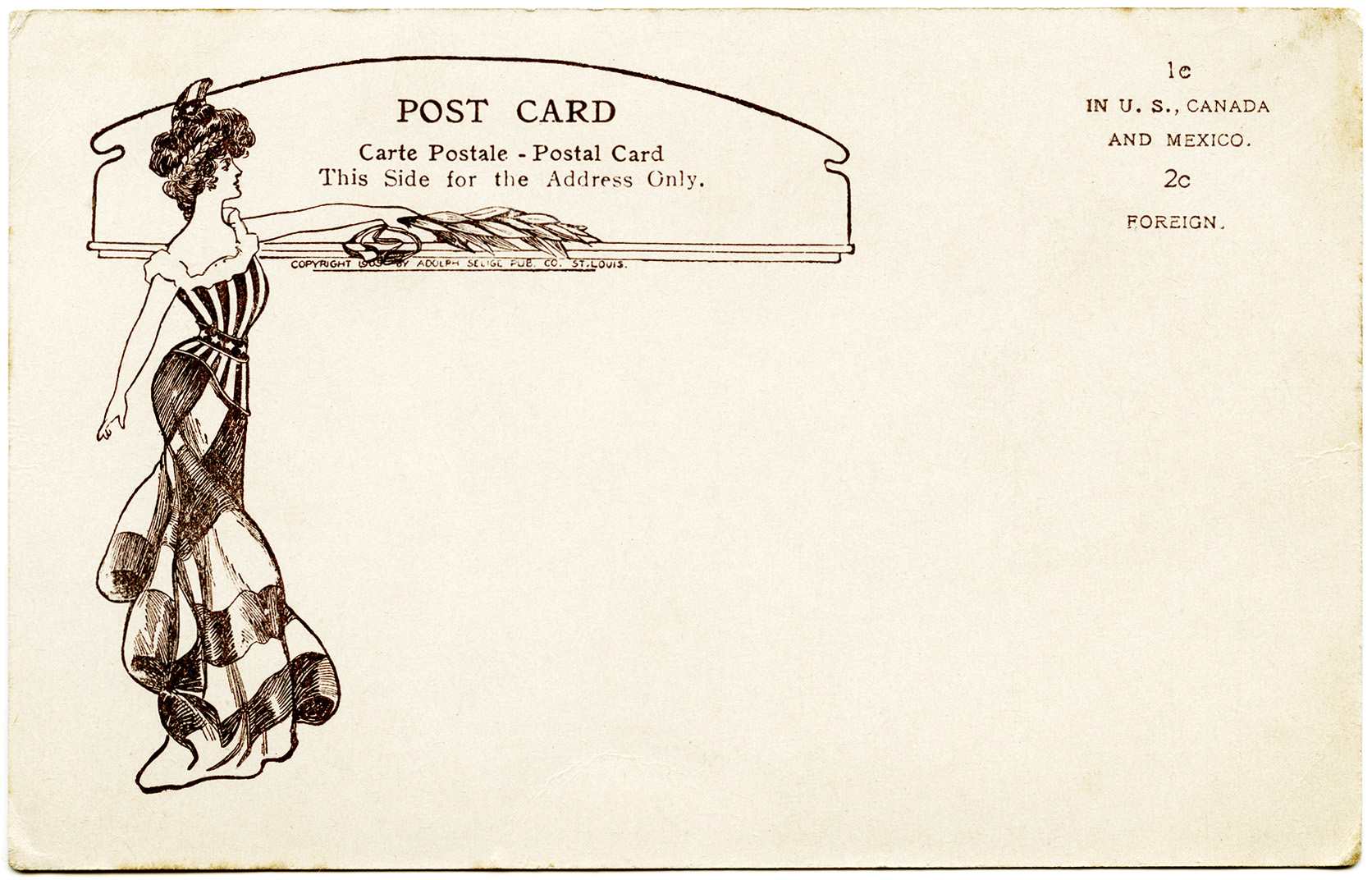 Adolph Selige, vintage postcard back, old paper graphics, vintage ephemera, free digital graphics