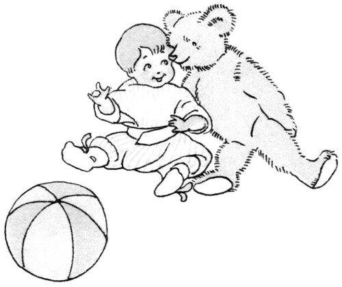 Free vintage baby and teddy bear clip art