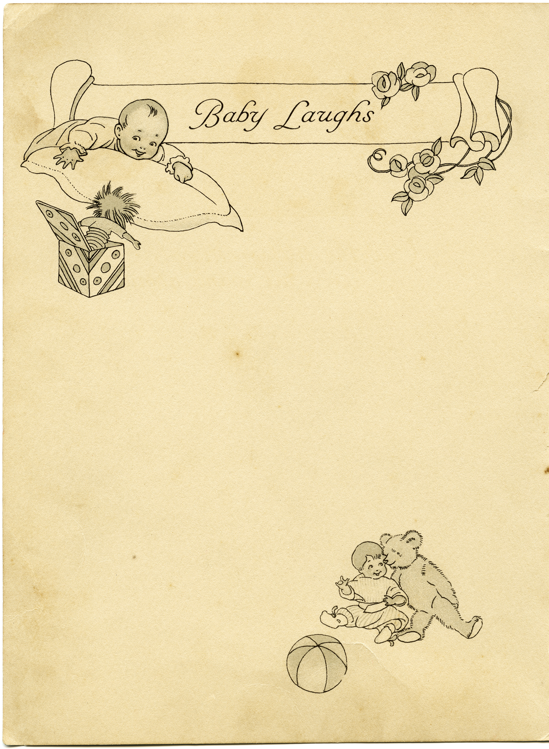 edith truman woolf, vintage baby clipart, shabby book page, free digital graphics, antique baby image