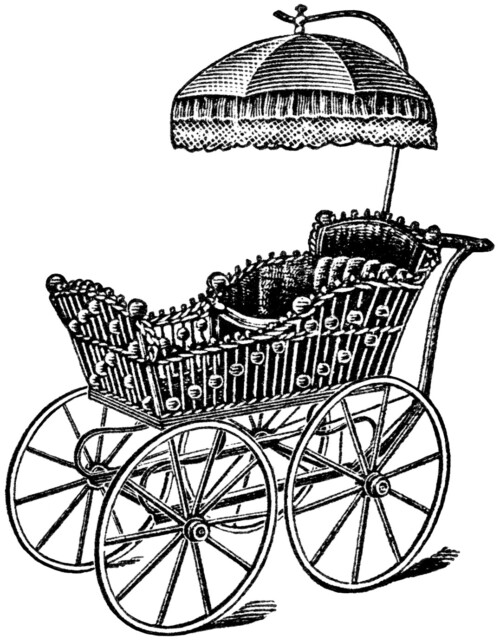 Free vintage baby carriage clip art illustration