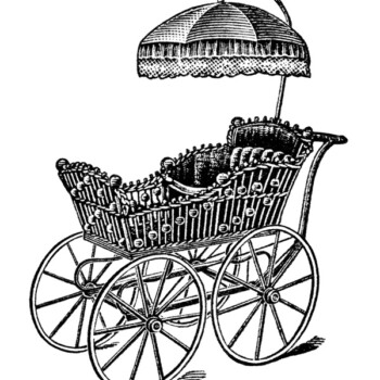 Free vintage baby carriage clip art illustration