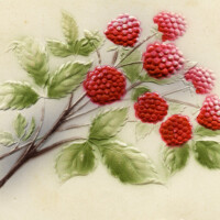 Free vintage clip art fruit red raspberries postcard