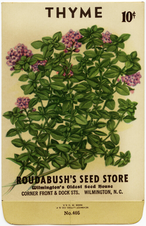 Free vintage clip art garden seed packet thyme roudabush store