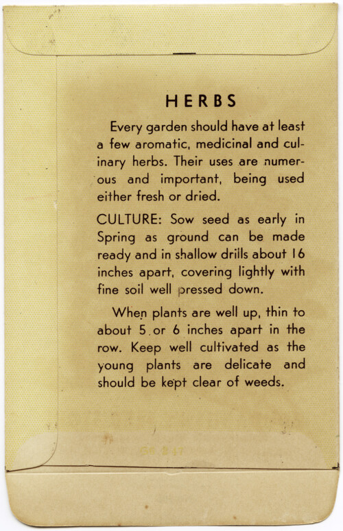 Free vintage clip art garden seed packet back herbs