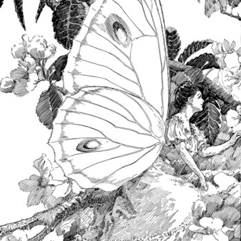 Free vintage butterfly fairy clip art illustration