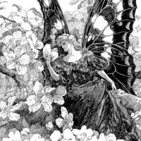 Free vintage butterfly fairy clip art illustration