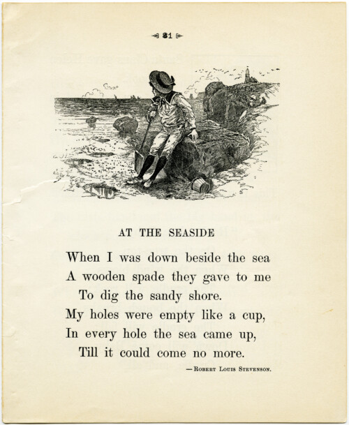 Free vintage printable poem at the seaside