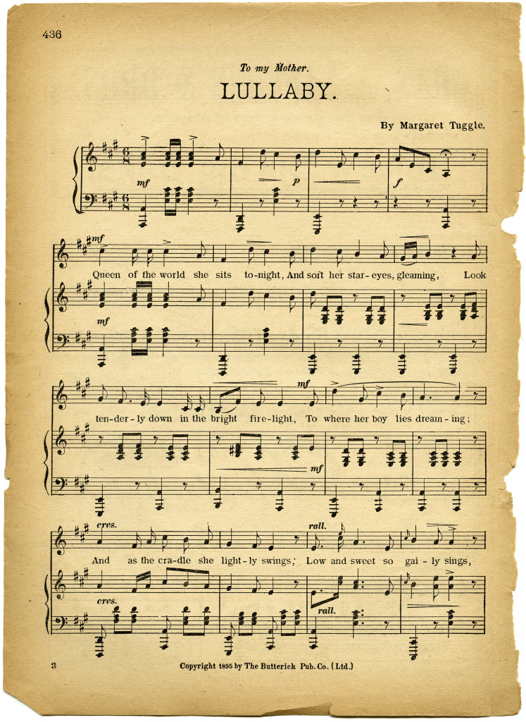 Free Vintage Images ~ Lullaby Sheet Music - Old Design ...