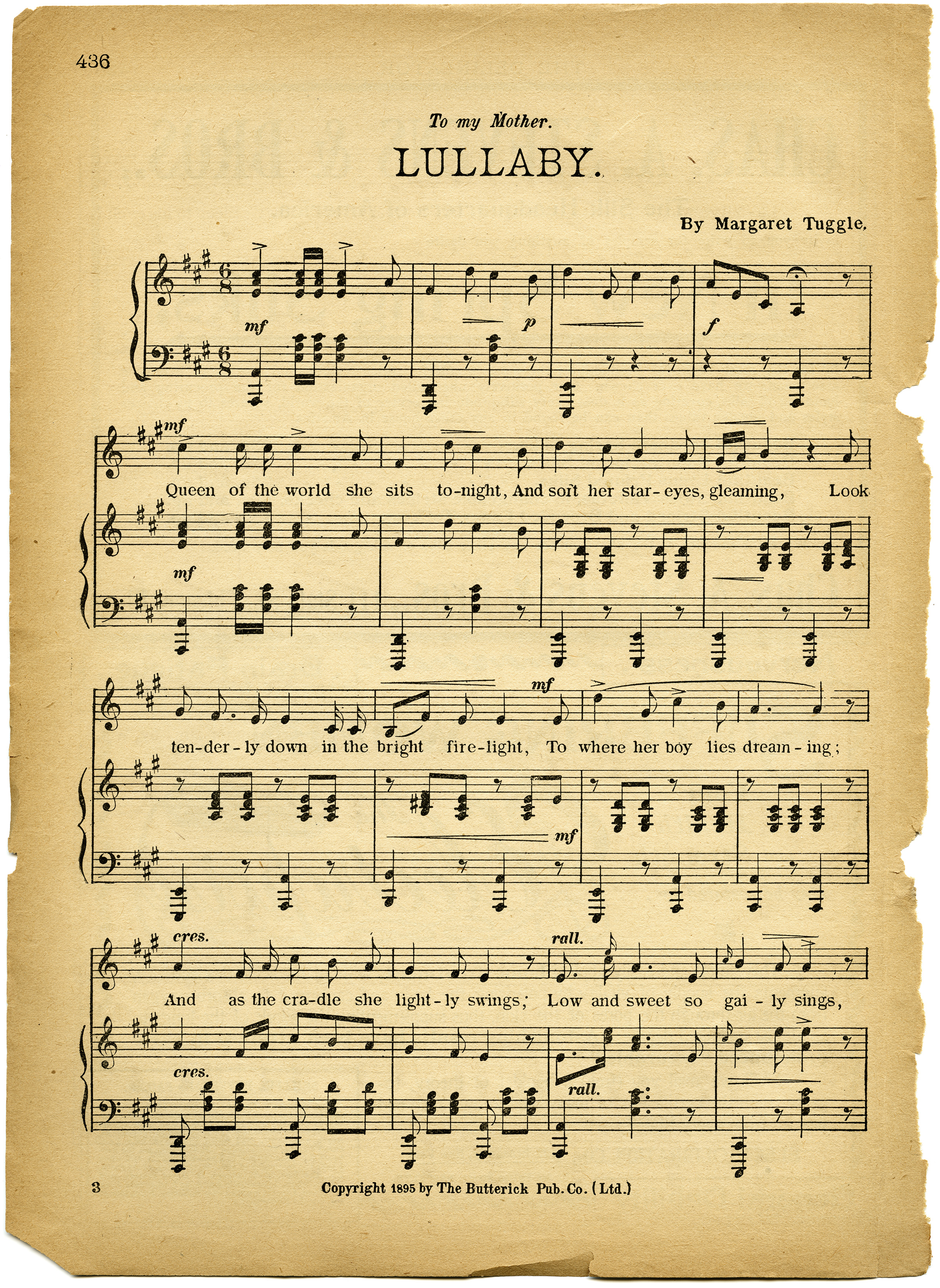 antique hymn sheet music