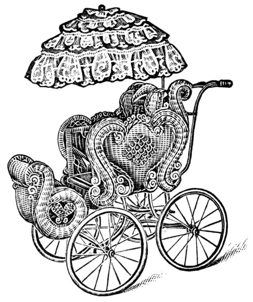 Free vintage baby carriage pram clip art illustration