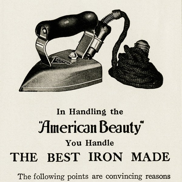 Free vintage clip art American Beauty iron magazine advertisement