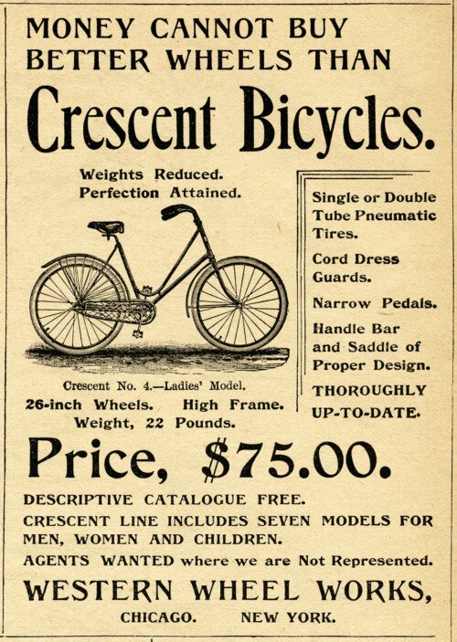 Free vintage clip art Crescent bicycle magazine advertisement