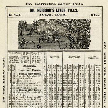 Herrick's Almanac July 1906 free printable vintage ephemera