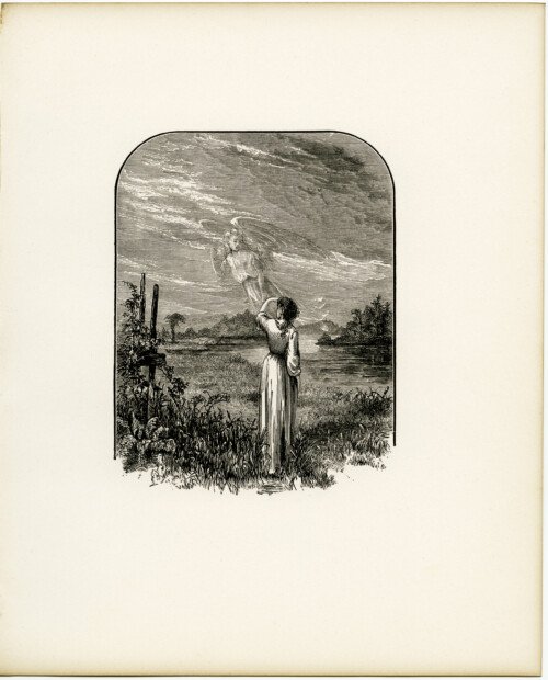 Free vintage illustration angel waving goodbye