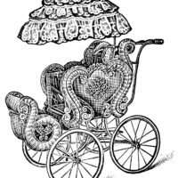 vintage baby carriage, old fashioned pram, baby clip art, antique baby buggy, printable baby image