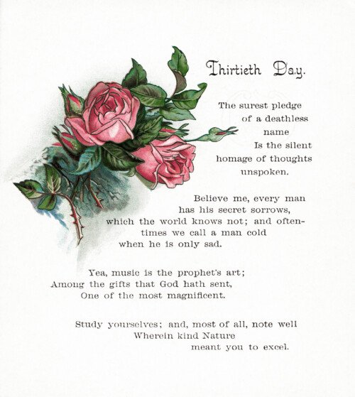 Pink Roses and Poem Vintage Clip Art