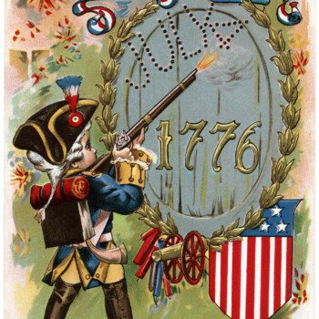 sander July 4 postcard, vintage patriotic postcard, free vintage image, independence day postcard, antique July 4 graphics