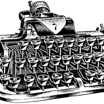 vintage typewriter clipart, antique typewriter digital graphics, old magazine advertisement, vintage office clip art, black and white typewriter image