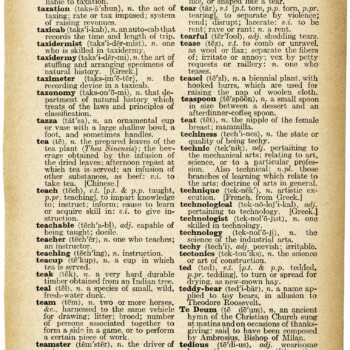 vintage dictionary page, tea teacher teddy bear words, clip art antique dictionary graphics, old paper ephemera, printable school clipart