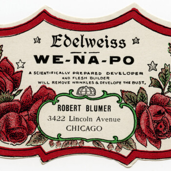 edelweiss wenapo, vintage beauty label, victorian perfume graphics, antique cosmetics bottle label, free vintage ephemera