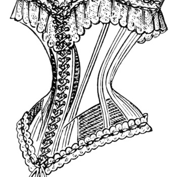 antique french corset image, vintage corset clipart, black and white clip art, victorian ladies fashion, old magazine ad