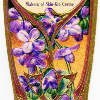 vintage perfume label, bacorn's violet witch hazel, old fashioned beauty label, purple flowers, antique perfume graphics