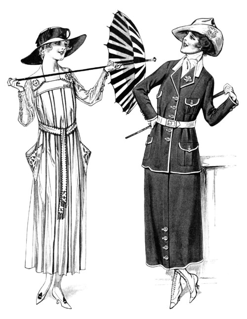Free vintage lady clip art 1917 war time fashion