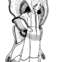Free vintage butterfly girl night moth fairy clip art illustration
