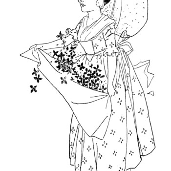 Free vintage clip art quaker lady storybook character illustration