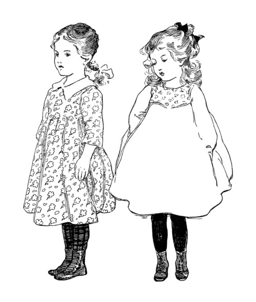 Free vintage girl clip art illustration