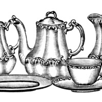 Free vintage tea set clip art illustration