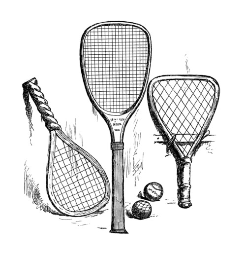 Free vintage tennis rackets clip art illustration