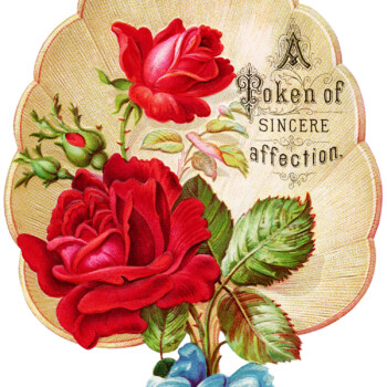victorian rose clipart, vintage clip art fan, red rose graphics, free digital floral image, antique greeting card