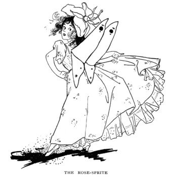 Free vintage fairy butterfly girl clip art illustration