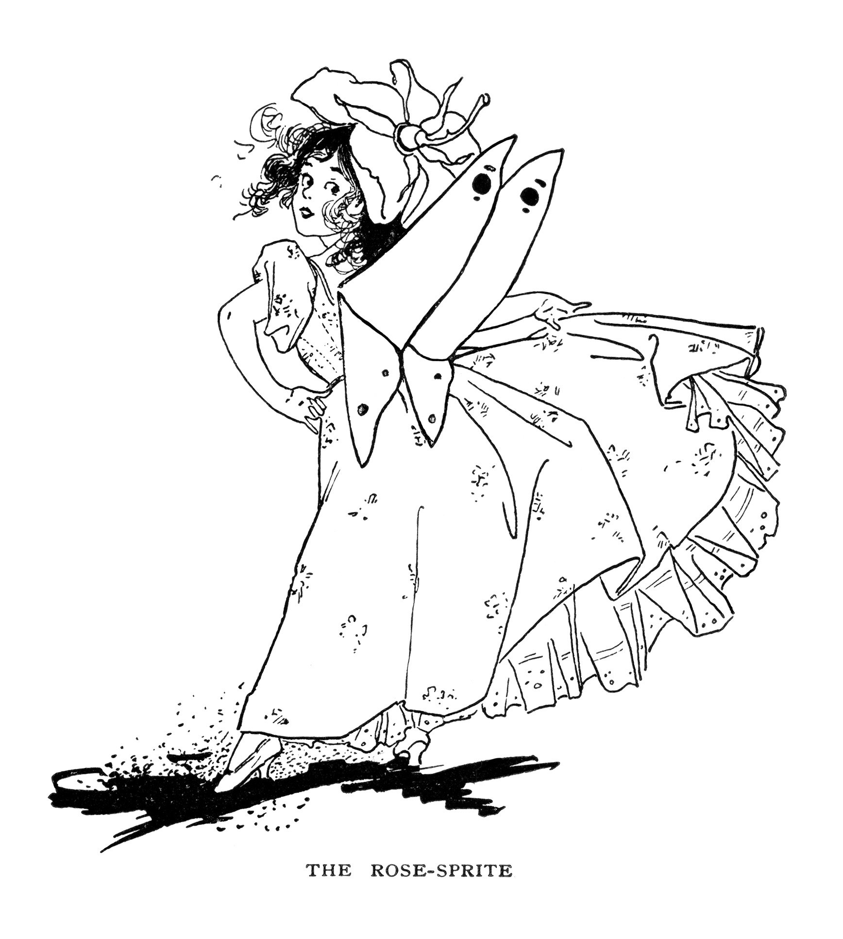 Free vintage fairy butterfly girl clip art illustration