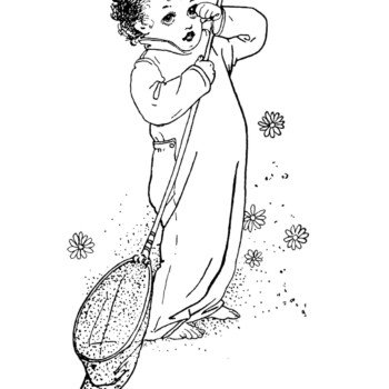 Free vintage storybook character little boy clip art illustration