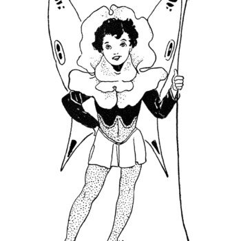Free vintage fairy clip art storybook illustration black and white