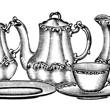 Free vintage tea set clip art illustration