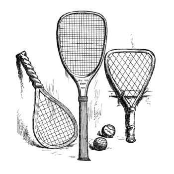 Free vintage tennis rackets clip art illustration