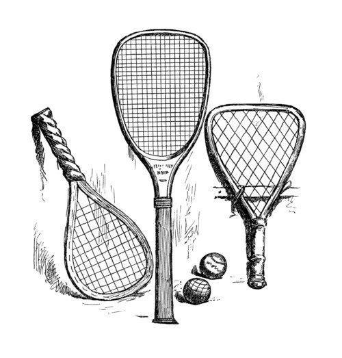 Free vintage tennis rackets clip art illustration