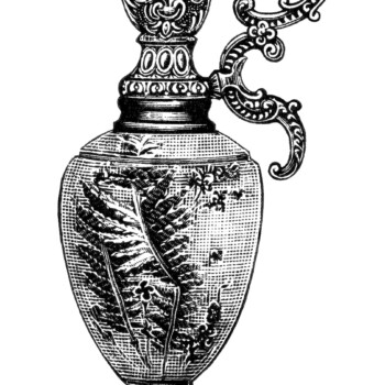 black and white clip art, elegant vintage vase clipart, old fashioned mantel ornament, antique pitcher illustration, swirly jug image