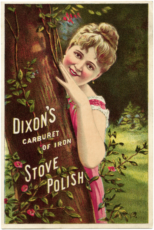 Victorian trading card, Dixon's stove polish ad, free vintage ephemera digital, old fashioned advertising card, Victorian lady image