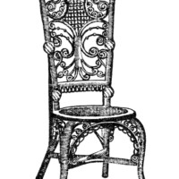 vintage chair clipart, old fashioned parlor chair, antique chair image, black and white clip art, printable furniture graphics