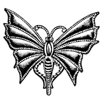 vintage jewelry clip art, antique brooch image, black and white clipart, butterfly pin illustration, antique chatelette