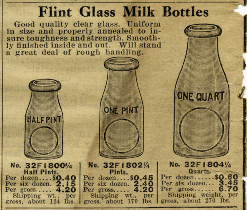 flint glass milk bottle image, vintage dairy clipart, black and white milk clip art, free vintage digital ephemera, old catalogue ad