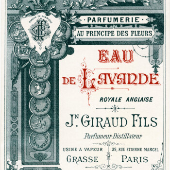 vintage French label, Jn Giraud Fils image, eau de lavande perfume label, antique beauty clipart, vintage French ephemera digital