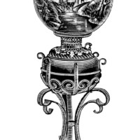 vintage lamp clipart, black and white clip art, old fashioned lamp image, elegant victorian lamp engraving, antique banquet lamp illustration