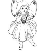 vintage storybook illustration, fairy clip art, black and white clipart, little mignonette character, antique childrens graphics